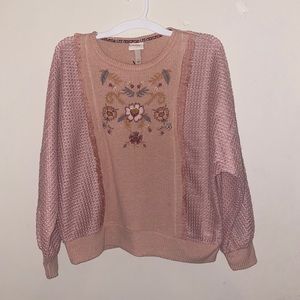 Pink embroidered sweater